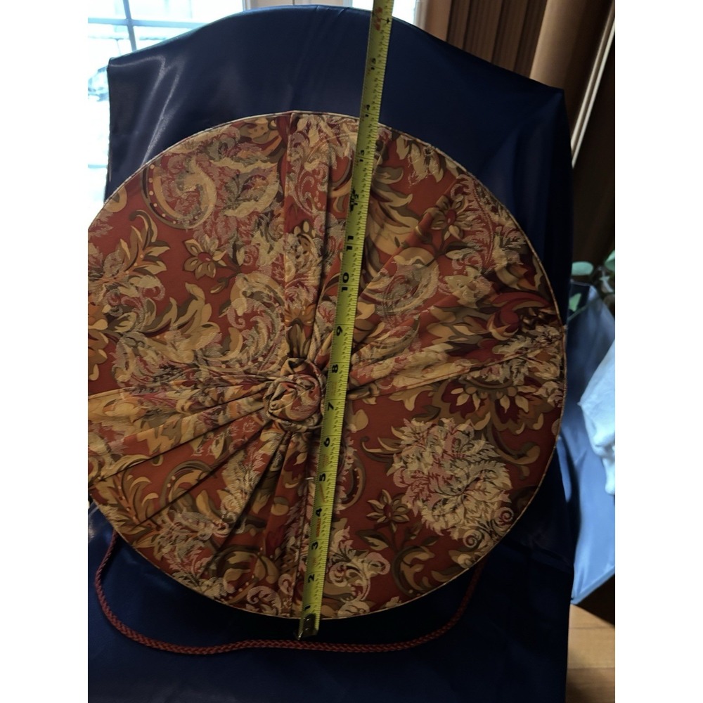 Large Round Floral Fabric Hat Box Decorative Storage Box w/ Rope Handle 12"[FL] - Picture 3 of 7